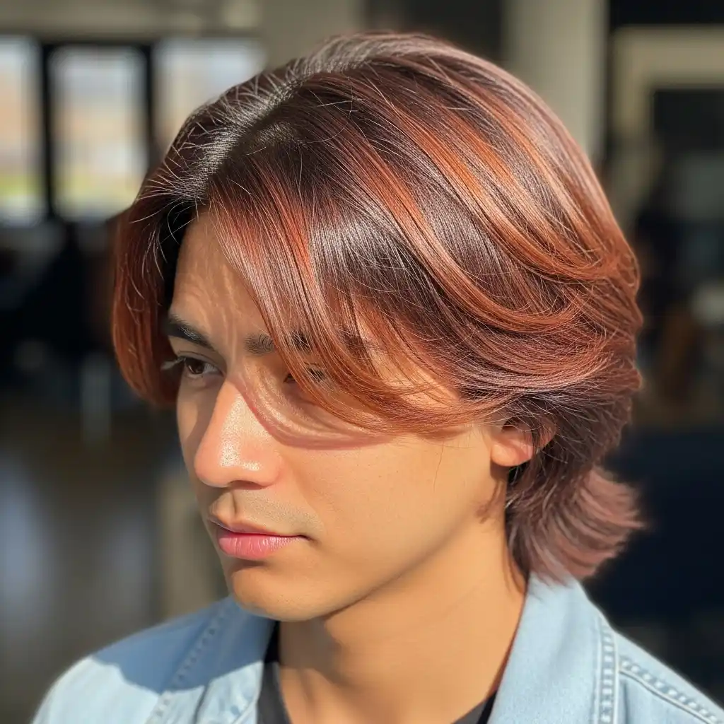 34 Trendy Hair Color Ideas for Men: Stand Out with Highlights 11 Auburn Highlights