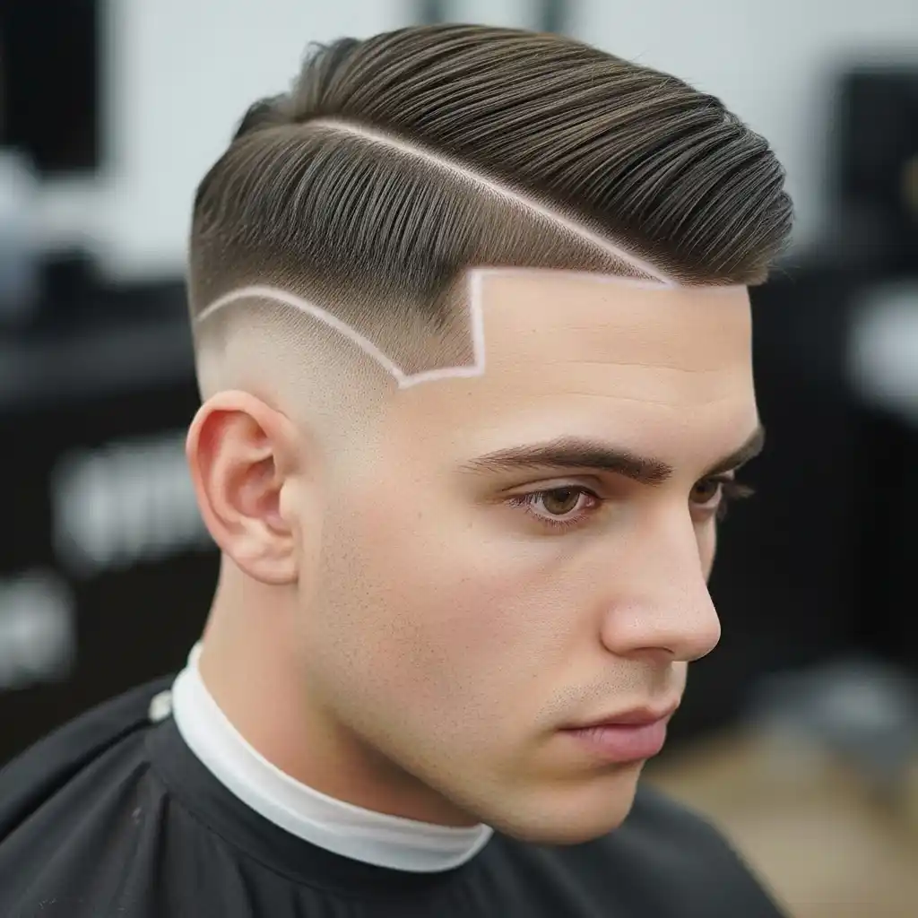 37 Stylish Haircut Ideas for Men: Master the Art of the Fade with Straight Hair 9 Bald Fade with Hard Part