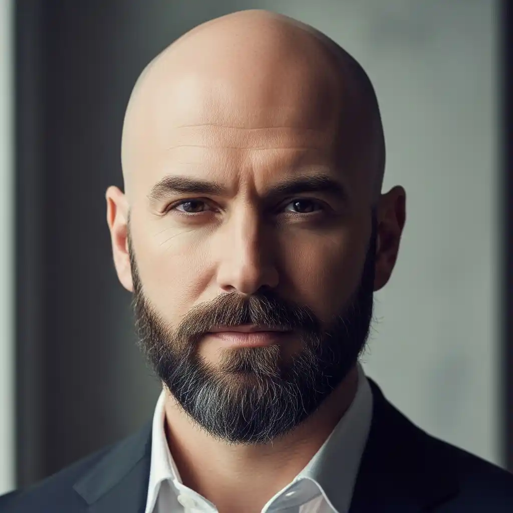 46 Bold Beard Styles to Complement Your Bald Look: A Comprehensive Style Guide 22 Beard with Defined Jawline