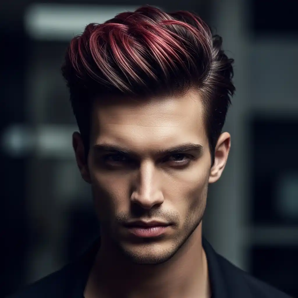 34 Trendy Hair Color Ideas for Men: Stand Out with Highlights 13 Burgundy Highlights