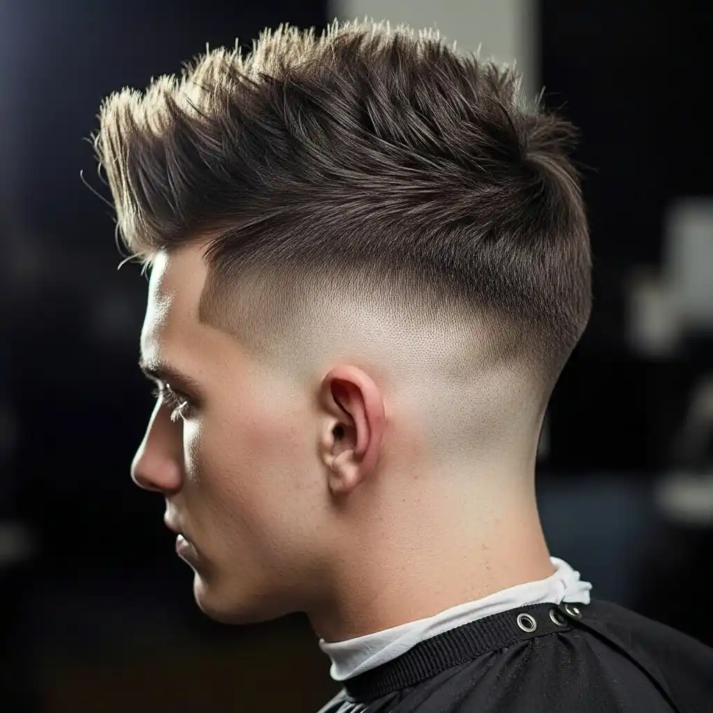 37 Stylish Haircut Ideas for Men: Master the Art of the Fade with Straight Hair 6 Burst Fade with Faux Hawk