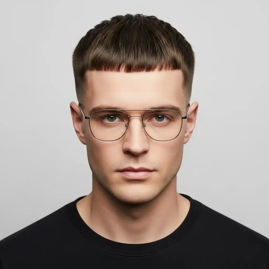 35 Stunning Hairstyles for Men with Glasses: Discover Your Signature Look 17 Caesar Cut with Glasses