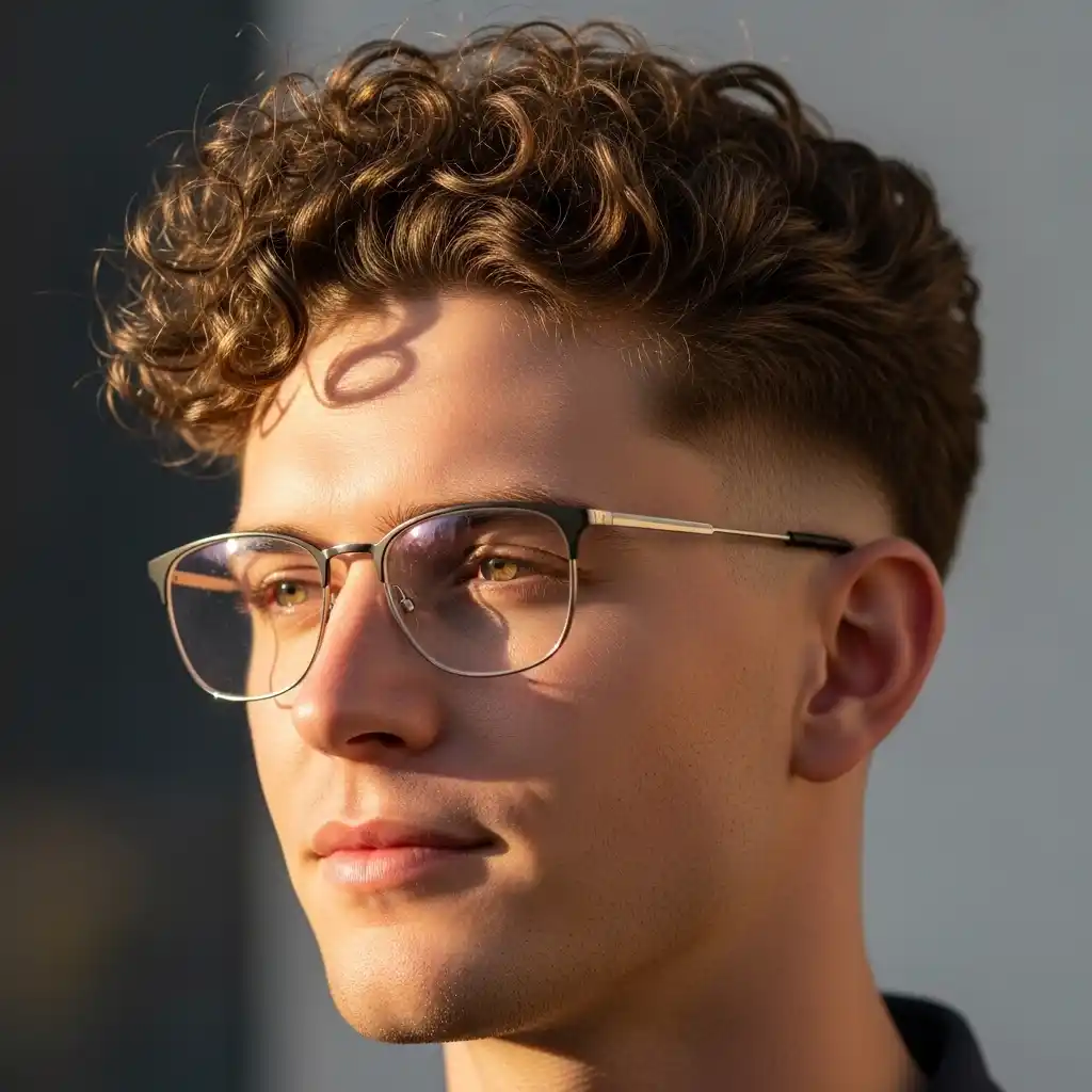 35 Stunning Hairstyles for Men with Glasses: Discover Your Signature Look 7 Curly Top with Tapered Sides and Glasses