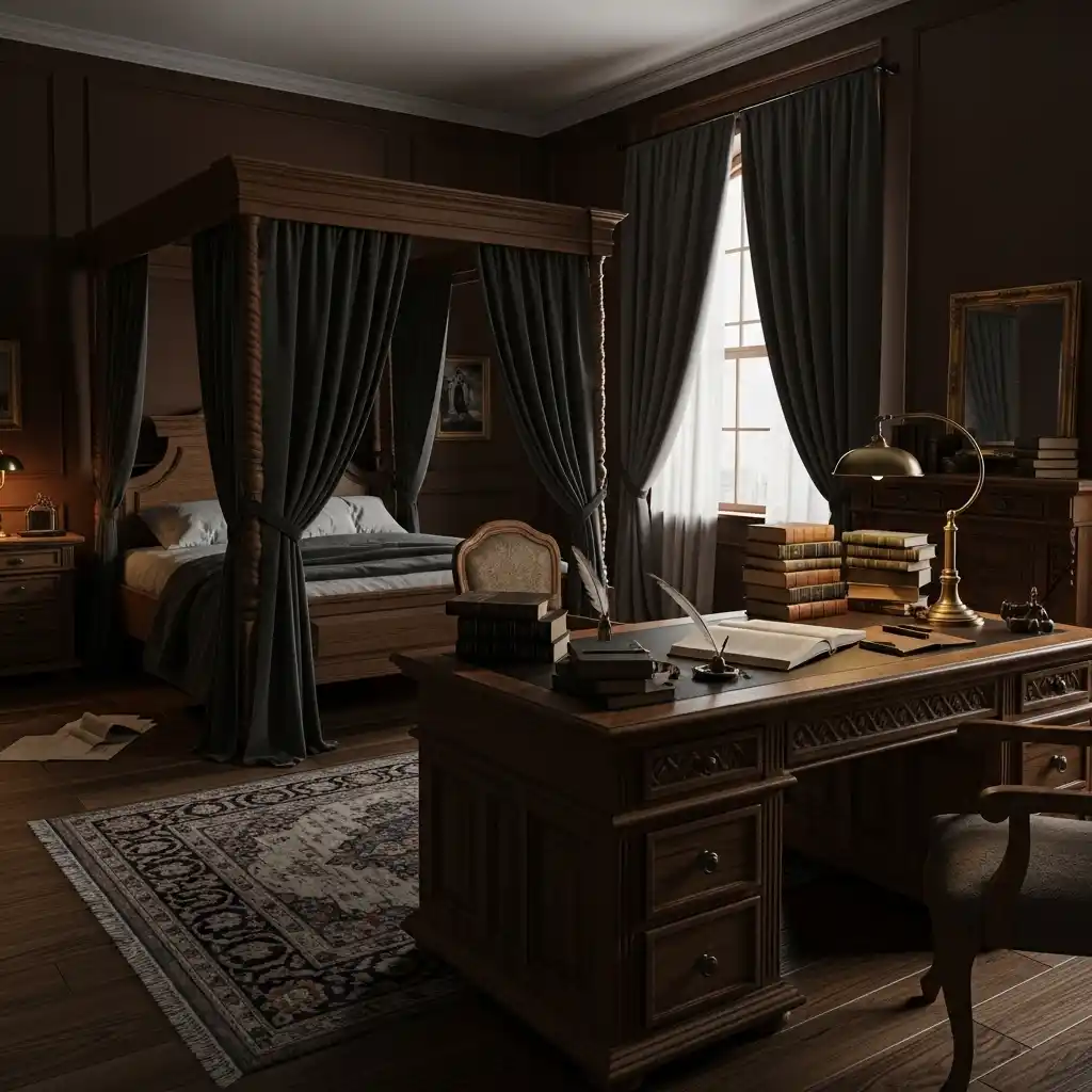 24 Moody Bedroom Inspirations for a Dramatic Look 8 Dark Academia Mood