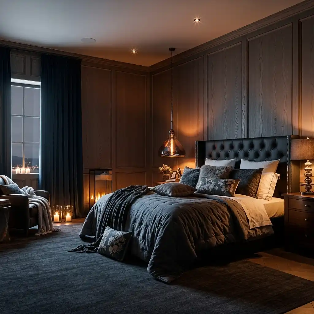 24 Moody Bedroom Inspirations for a Dramatic Look 11 Dark Wood Warmth