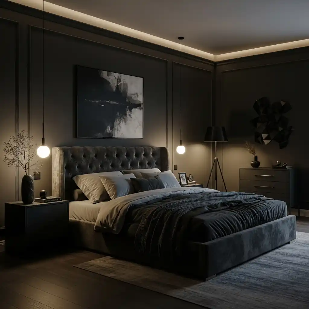 24 Moody Bedroom Inspirations for a Dramatic Look 1 Deep Charcoal Elegance