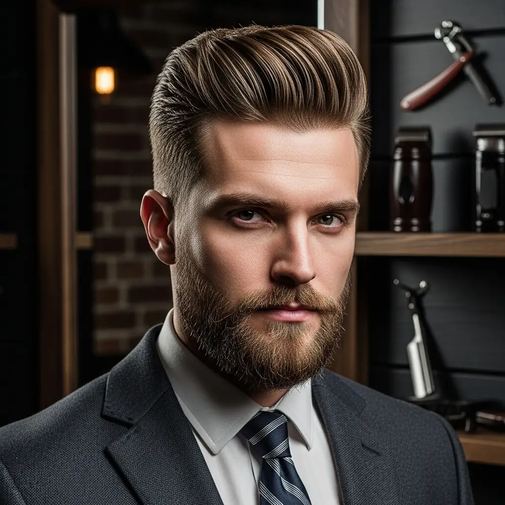 23 Bold Faded Beard Styles for Men That Stand Out 11 Faded Beard with Pompadour