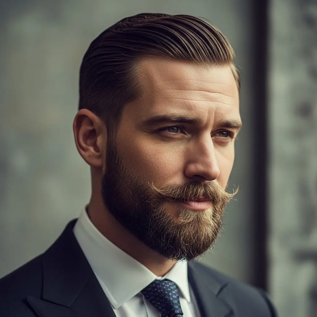 23 Bold Faded Beard Styles for Men That Stand Out 14 Faded Beard with Side Part