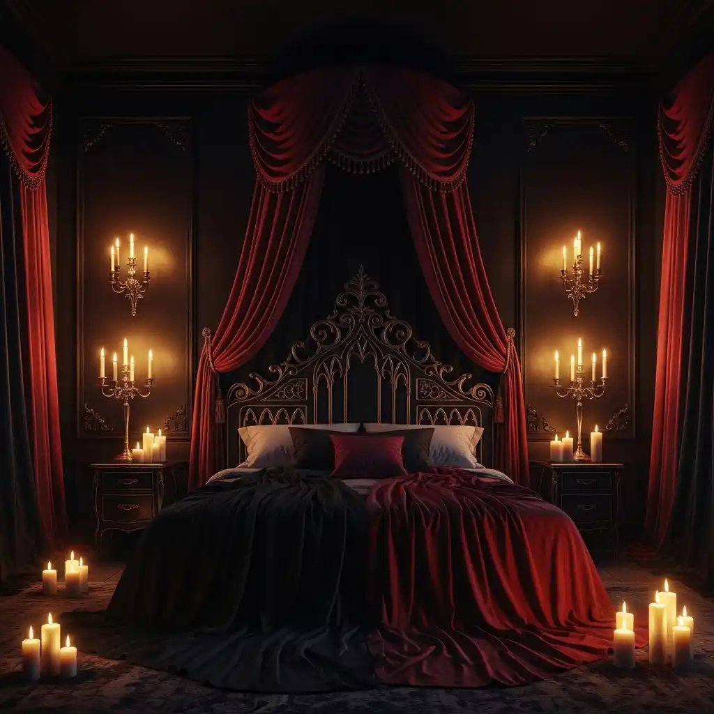24 Moody Bedroom Inspirations for a Dramatic Look 5 Gothic Romantic Drama