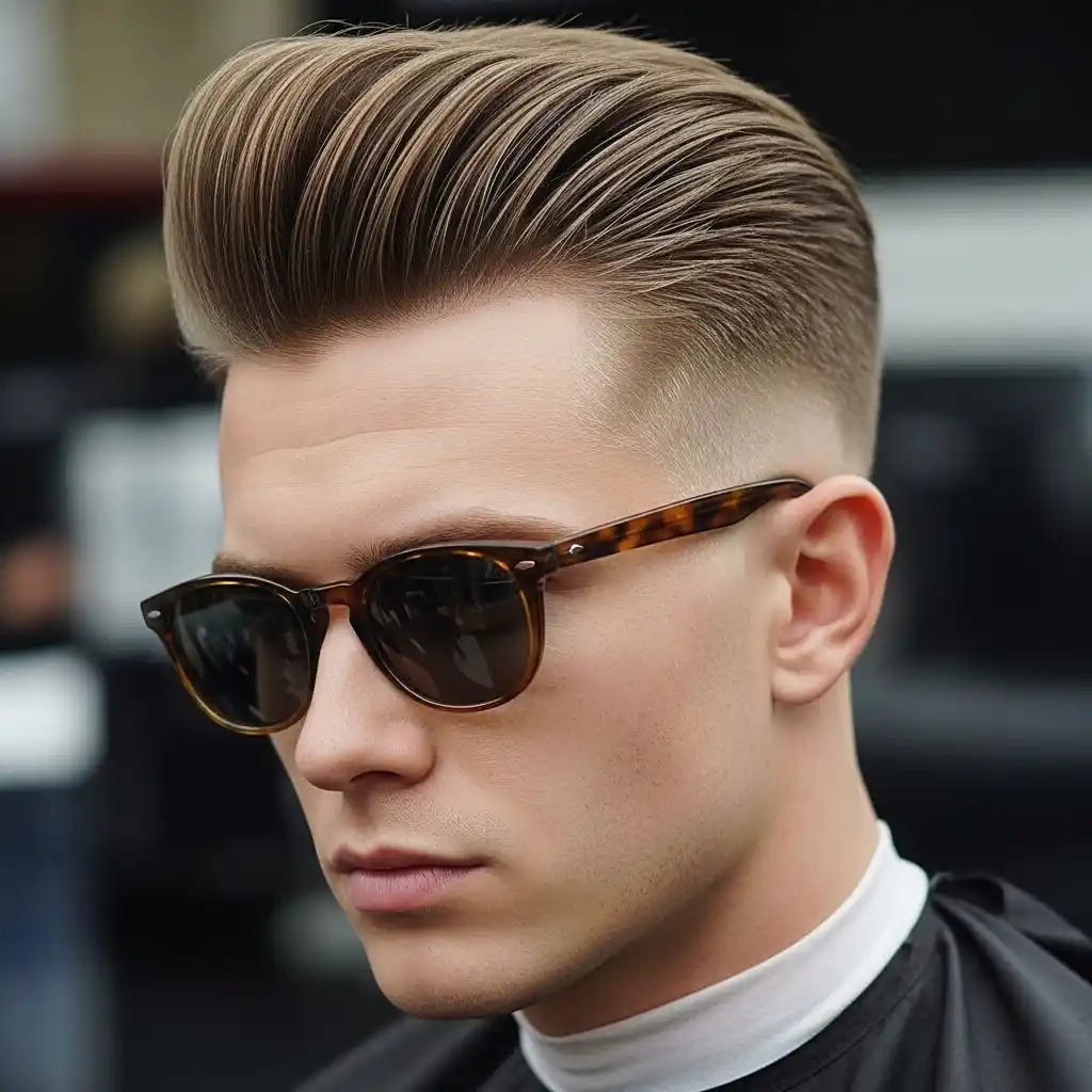 37 Stylish Haircut Ideas for Men: Master the Art of the Fade with Straight Hair 13 High Fade with Pompadour