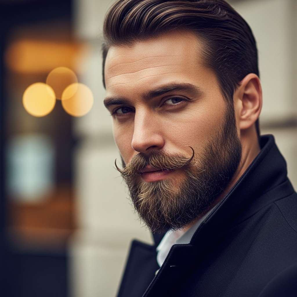 24 Powerful Italian Beard Styles for Masculine Men 16 Italian Beard with Side Part Haircut