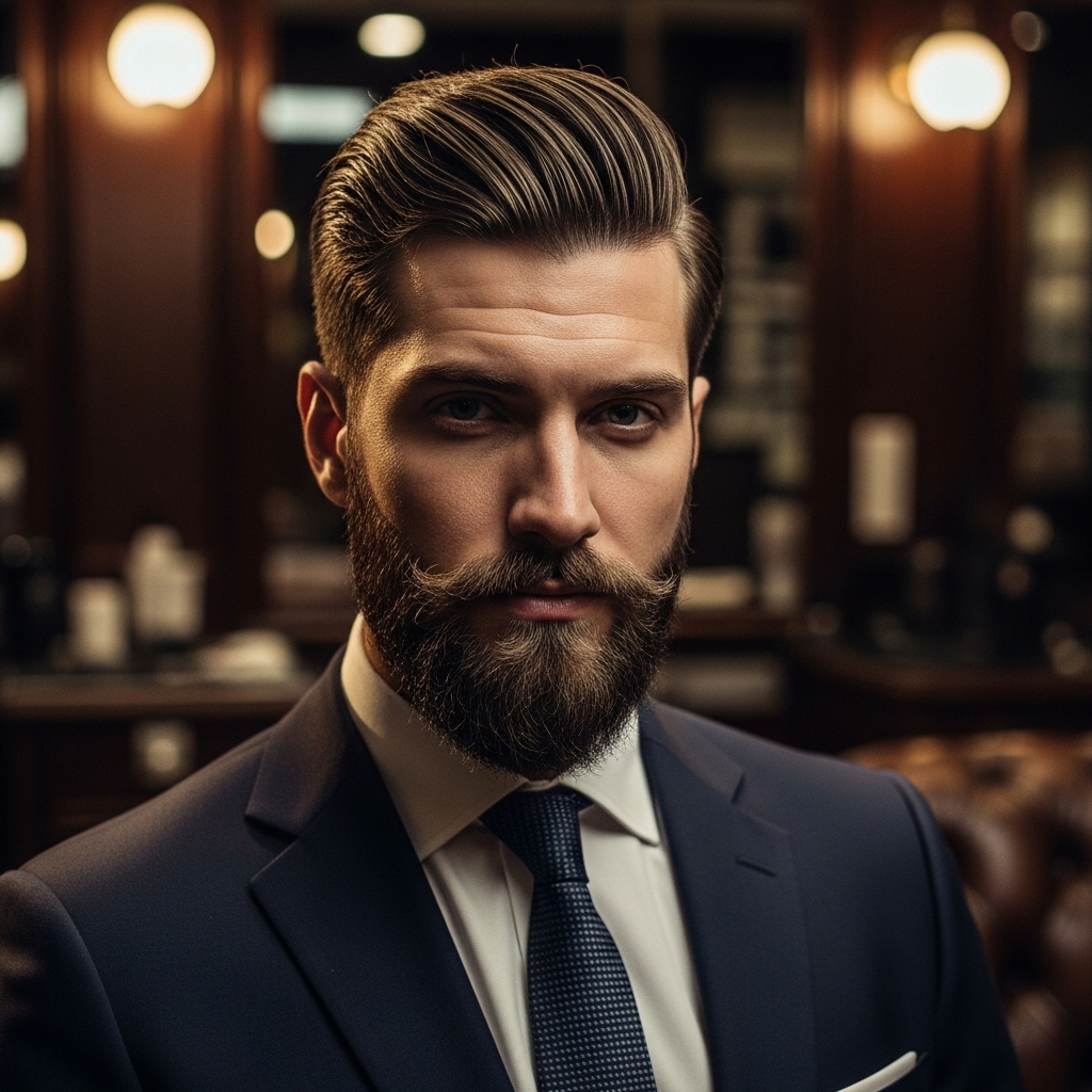 24 Powerful Italian Beard Styles for Masculine Men 12 Italian Beard with Slick Back Hair