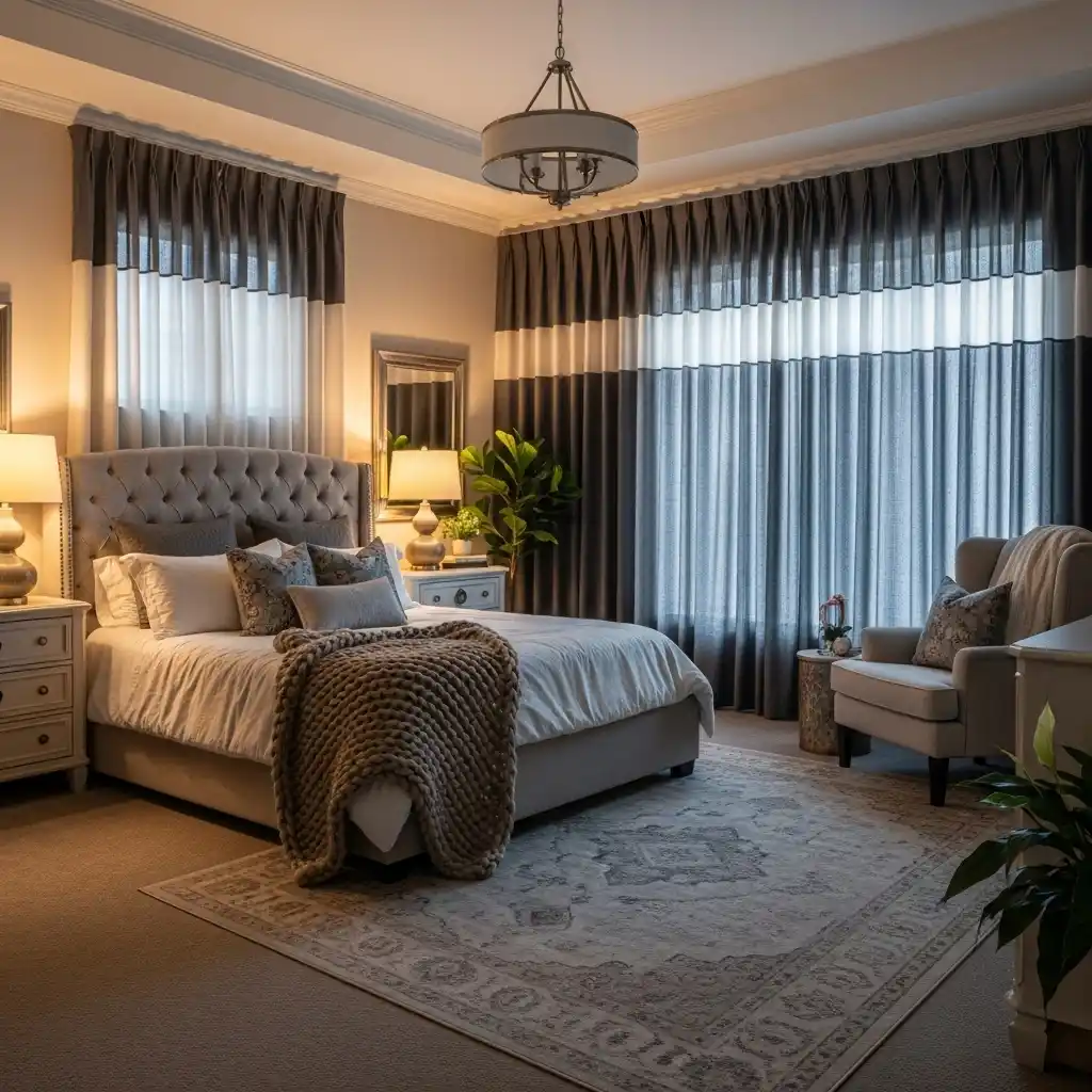 23 Master Bedroom Decor Ideas for a Cozy Luxe Retreat 18 Layered Window Treatments