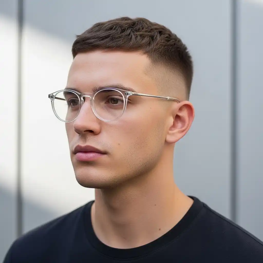 35 Stunning Hairstyles for Men with Glasses: Discover Your Signature Look 3 Low Fade with Short Top and Glasses