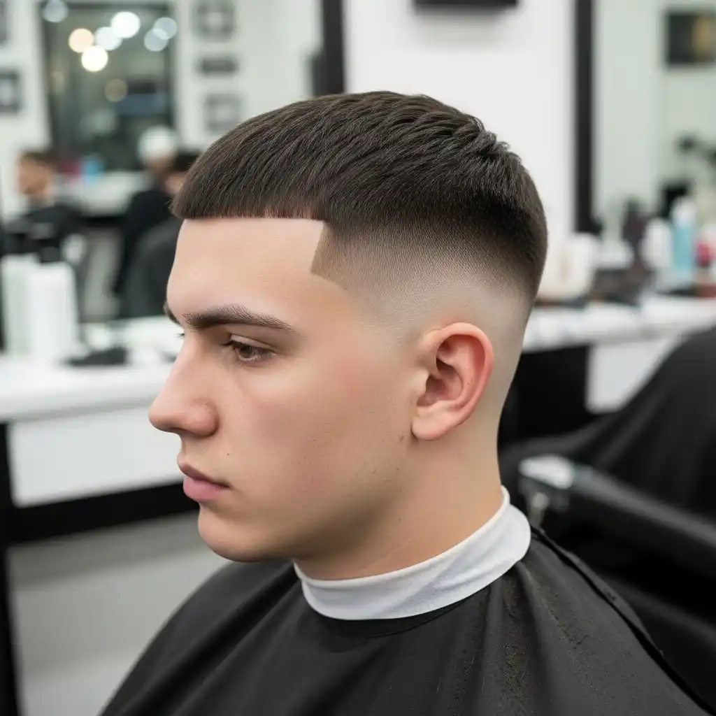 37 Stylish Haircut Ideas for Men: Master the Art of the Fade with Straight Hair 11 Low Skin Fade with Crew Cut