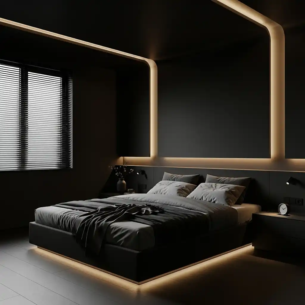 24 Moody Bedroom Inspirations for a Dramatic Look 14 Matte Black Modern Minimal