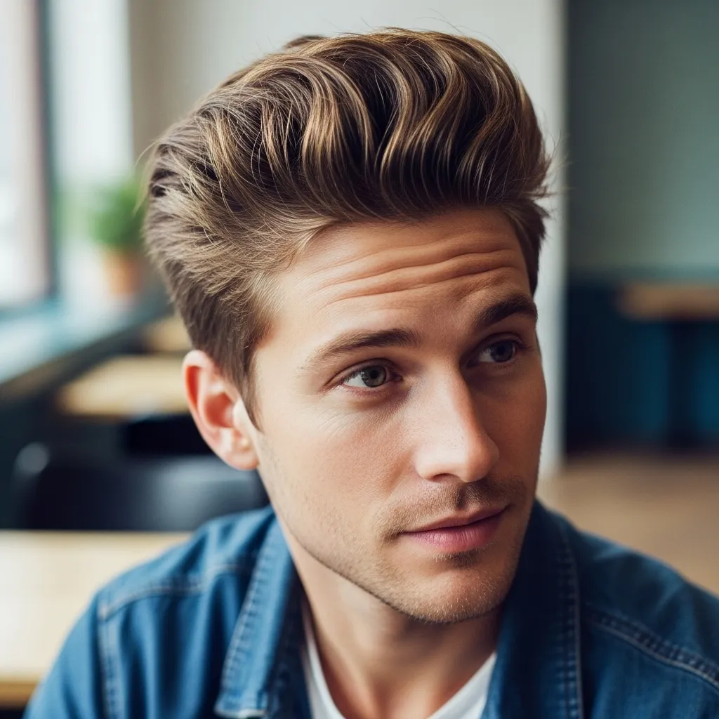 23 Bold Pompadour Hairstyles for a Confident Look 9 Messy Pompadour fades