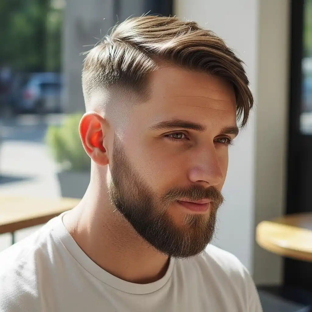 31 Trendsetting Mid Fade Haircuts for Men with Thin Hair 3 Mid Fade with Side Swept Fringe