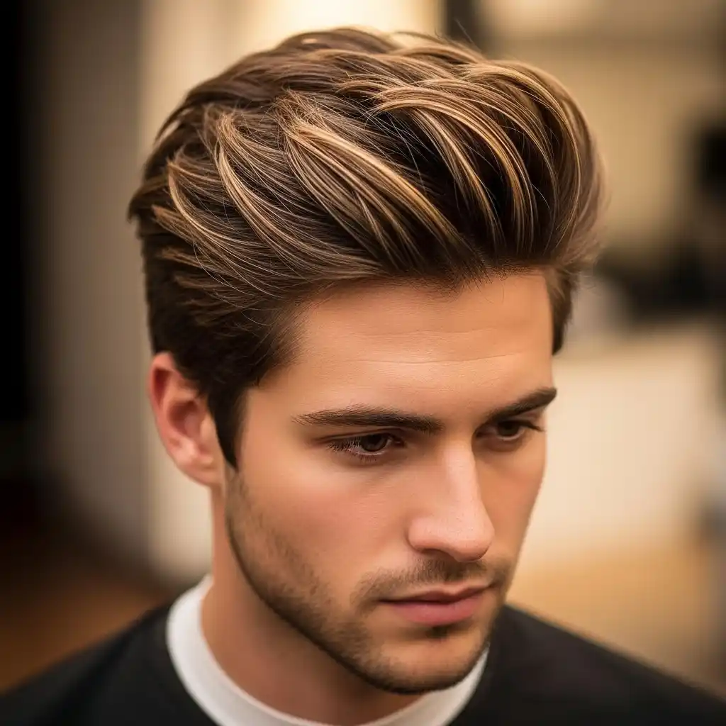 34 Trendy Hair Color Ideas for Men: Stand Out with Highlights 20 Mocha Highlights