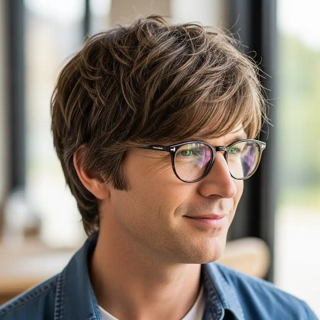 35 Stunning Hairstyles for Men with Glasses: Discover Your Signature Look 19 Modern Shag with Glasses