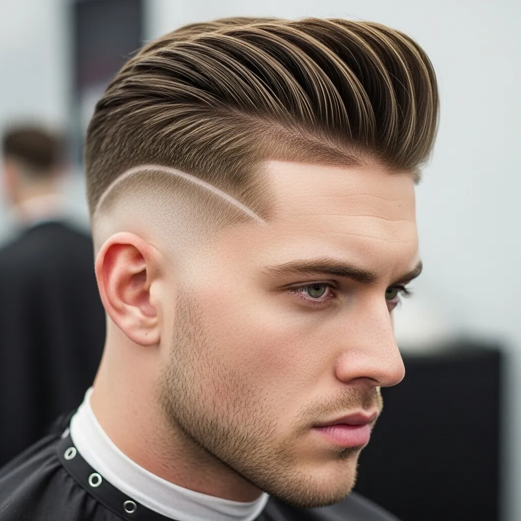 23 Bold Pompadour Hairstyles for a Confident Look 17 Pompadour with Hard Part for men