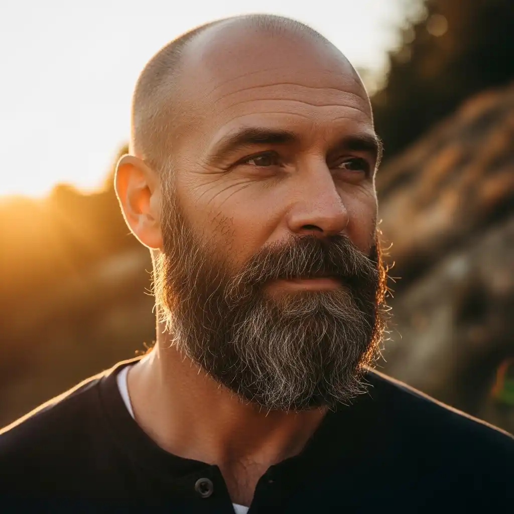 46 Bold Beard Styles to Complement Your Bald Look: A Comprehensive Style Guide 26 Rugged Beard with Bald Head
