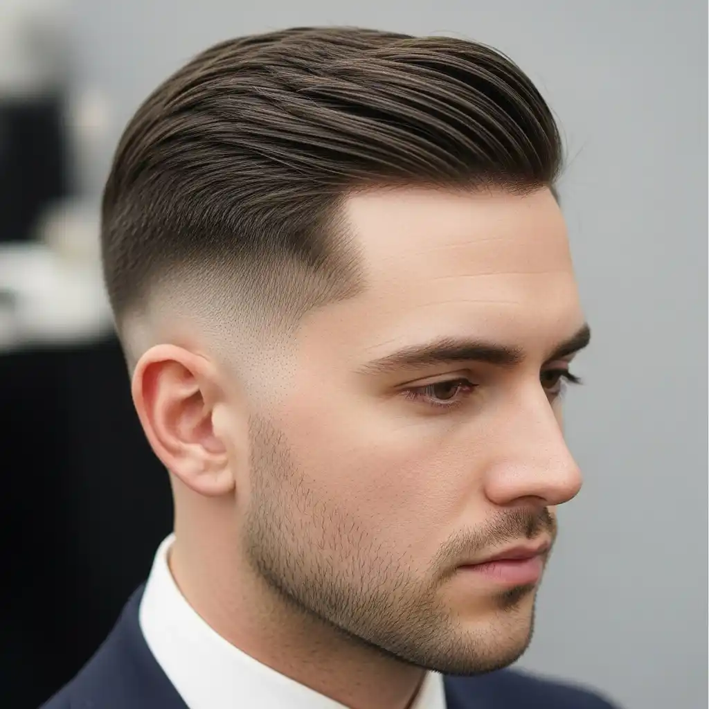 37 Stylish Haircut Ideas for Men: Master the Art of the Fade with Straight Hair 18 Shadow Fade with Comb Over