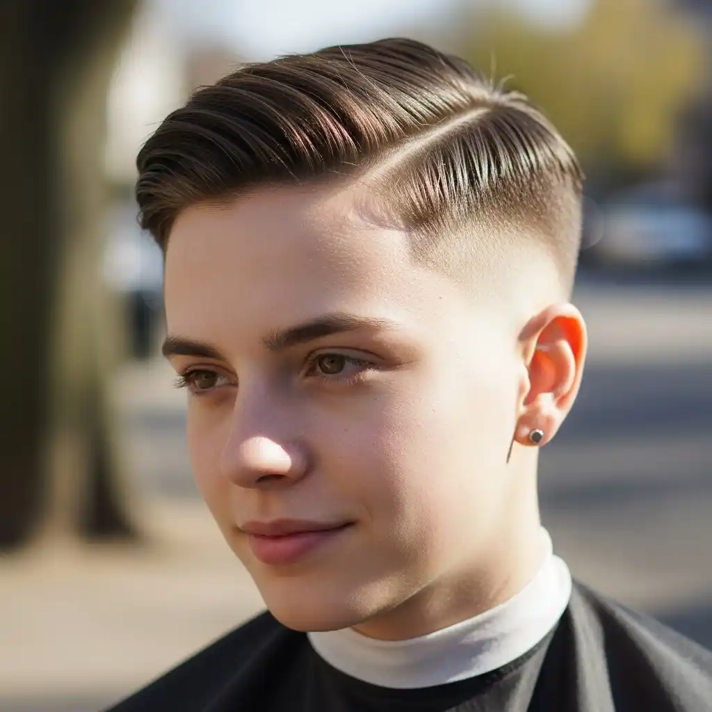 37 Stylish Haircut Ideas for Men: Master the Art of the Fade with Straight Hair 28 Shadow Fade with Natural Flow