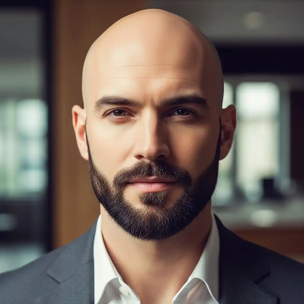 46 Bold Beard Styles to Complement Your Bald Look: A Comprehensive Style Guide 2 Short Boxed Beard for Bald Men