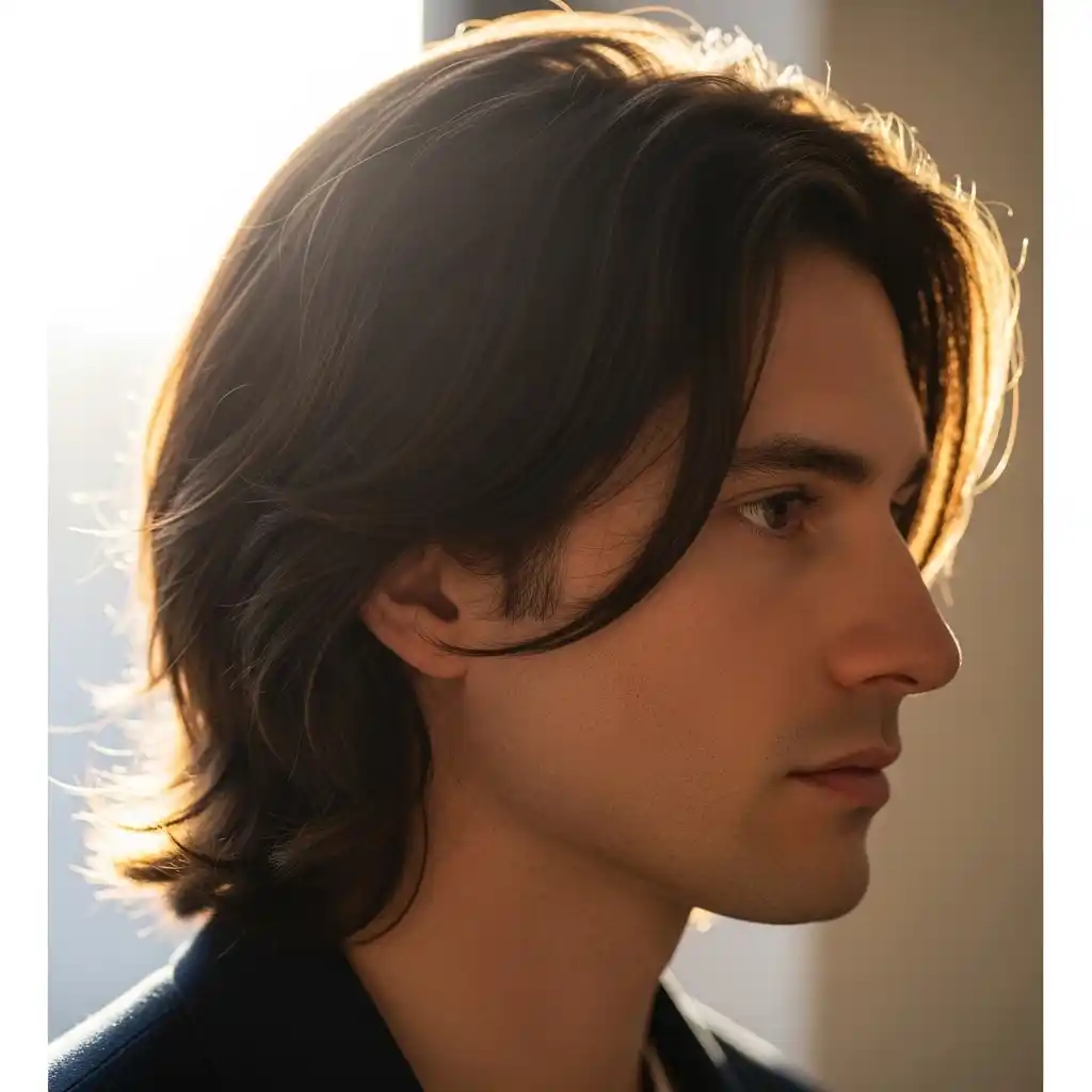 36 Stylish Shoulder-Length Hair Ideas for Men: Elevate Your Look 30 Shoulder Length Hair with Natural Parting