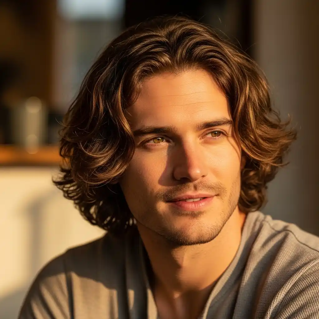 36 Stylish Shoulder-Length Hair Ideas for Men: Elevate Your Look 13 Shoulder Length Hair with Soft Curls