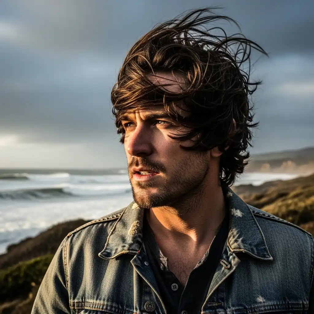 36 Stylish Shoulder-Length Hair Ideas for Men: Elevate Your Look 28 Shoulder Length Hair with Wind Swept Look