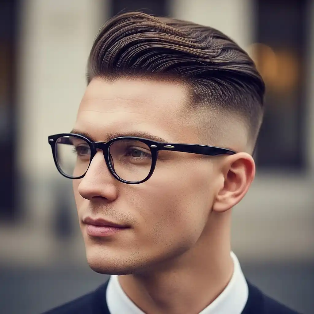 27 Best Haircut Ideas for October 2026 18 Side Swept Undercut with Glasses