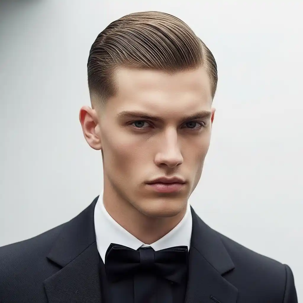 29 Slicked-Back Hairstyles for Men: Elevate Your Look with Classic and Modern Styles 19 Slicked Back Hair with Mid Fade