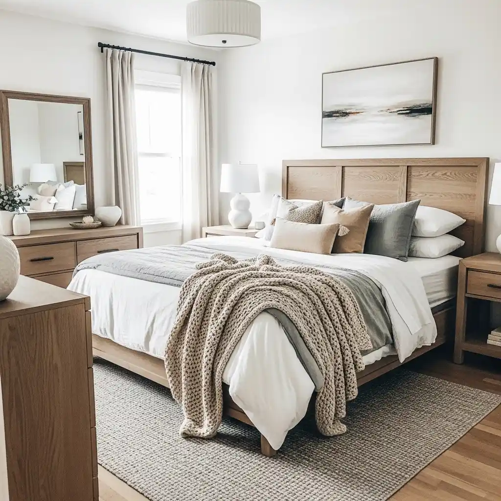 23 Master Bedroom Decor Ideas for a Cozy Luxe Retreat 17 Soft Wood Furniture Accents