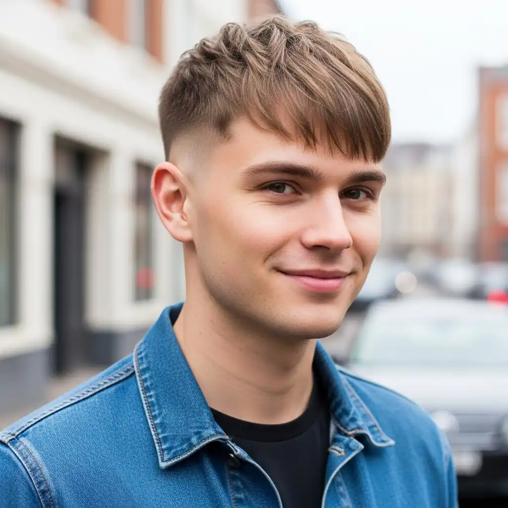 37 Stylish Haircut Ideas for Men: Master the Art of the Fade with Straight Hair 5 Taper Fade with Natural Fringe