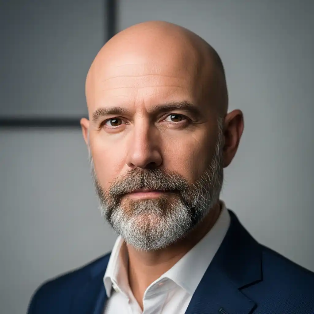 46 Bold Beard Styles to Complement Your Bald Look: A Comprehensive Style Guide 14 Van Dyke Beard for Bald Men