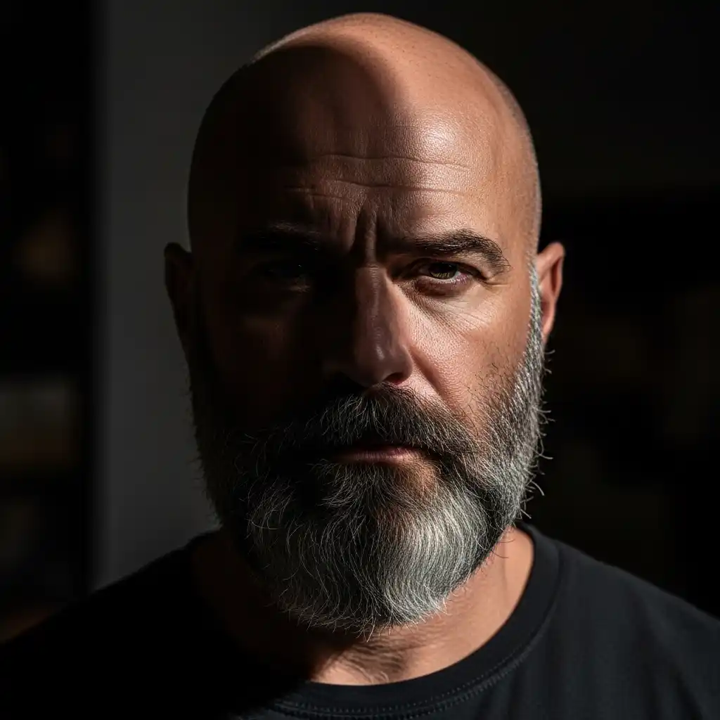 16 Iconic Grey Beard Styles for 2026 8 Grey Beard with Bald Head