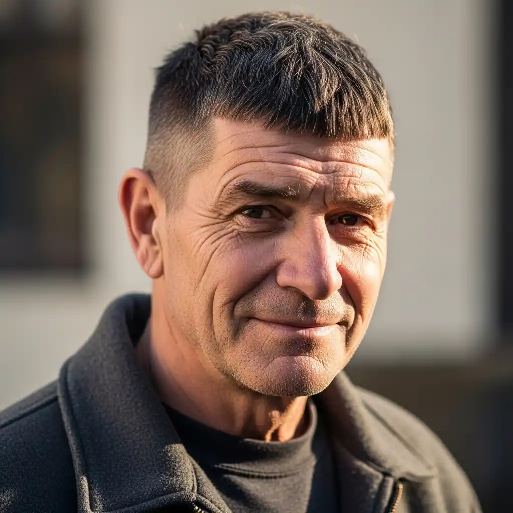 30 Fresh Spring Haircut Ideas for Men Over 40 29 Short Crop with Textured Fringe