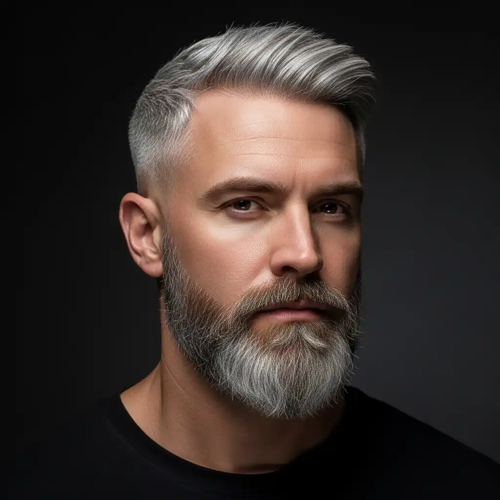 16 Iconic Grey Beard Styles for 2026 2 Short Grey Beard with Sharp Fade