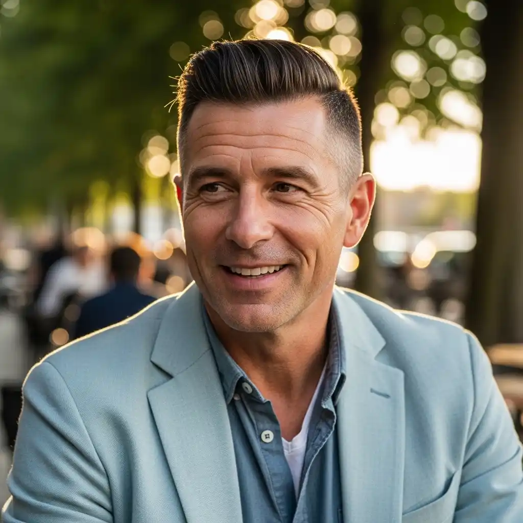 30 Fresh Spring Haircut Ideas for Men Over 40 23 Short Pompadour with Fade