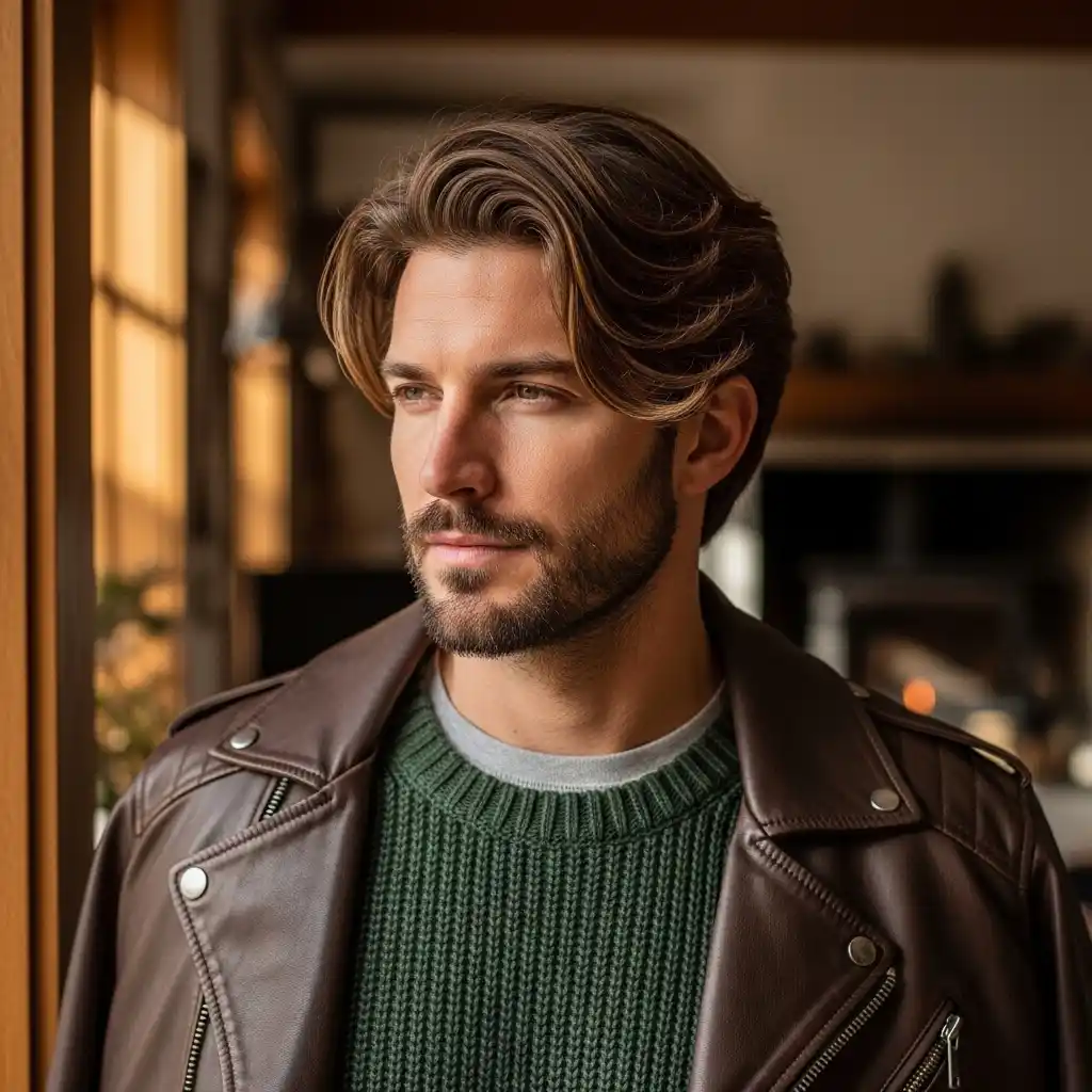 18 Best Medium Winter Hairstyles for Men in 2025-2026 8 Layered Medium Waves with Beard