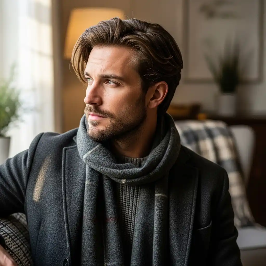 18 Best Medium Winter Hairstyles for Men in 2025-2026 17 Medium Layered Waves with Side Part