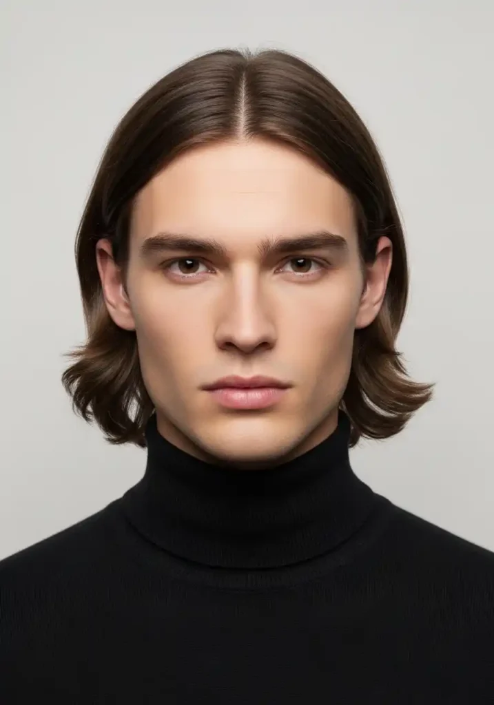 18 Trendsetting Winter Long Hairstyles for Men 12 The Long Hair Tuck Behind Ears for Clean Winter Style