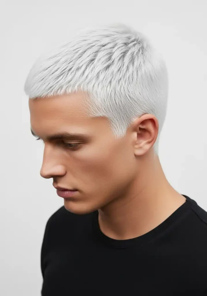 17 Stylish Buzzcut Ideas for Men 13 The Platinum Buzzcut for Bold Creative Statement