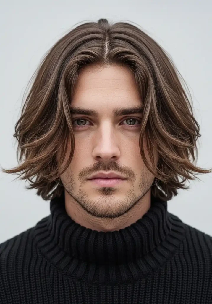 18 Trendsetting Winter Long Hairstyles for Men 4 The Textured Winter Curtain Hairstyle