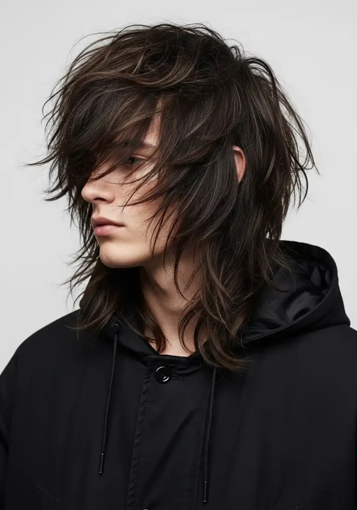 18 Trendsetting Winter Long Hairstyles for Men 6 The Winter Wolf Cut for Effortless Edge